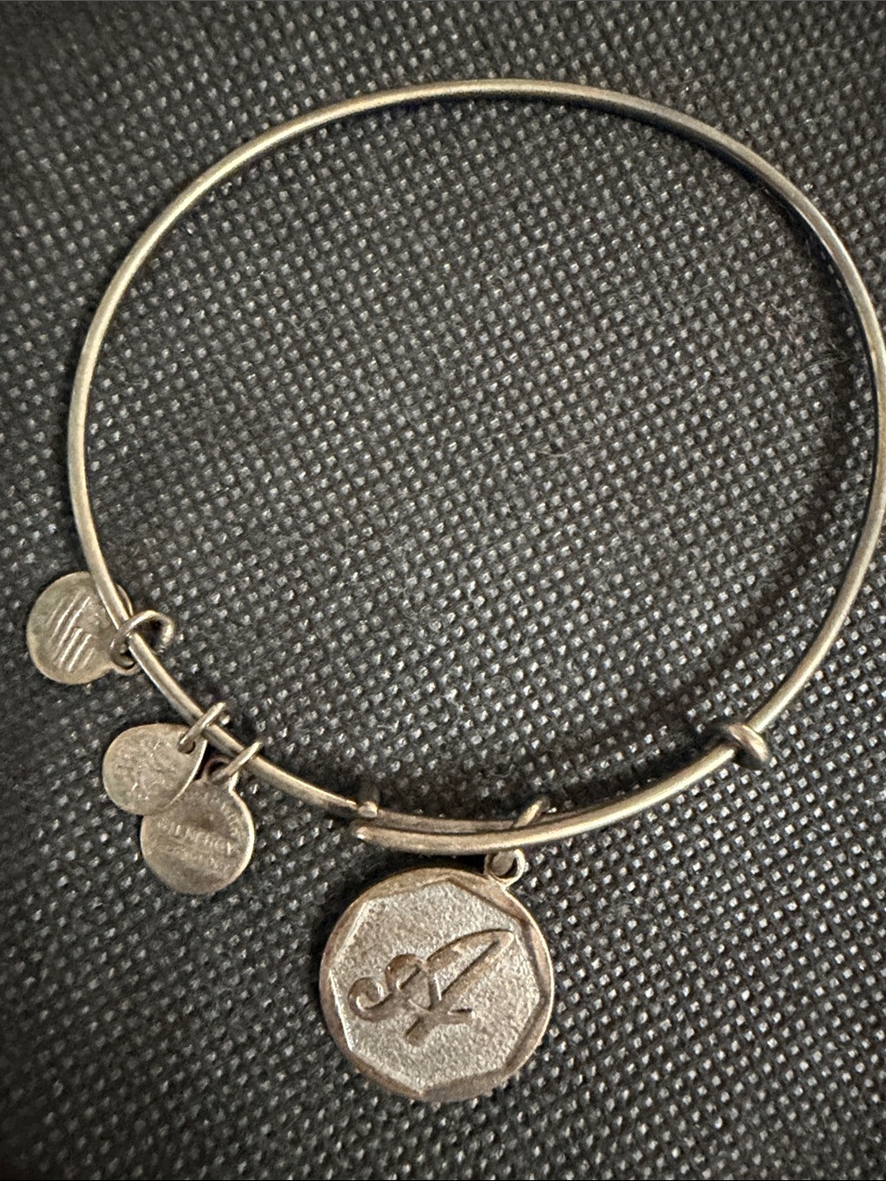 Vintage Brass Alex & Ani Expandable Bracelet with Initial “A”